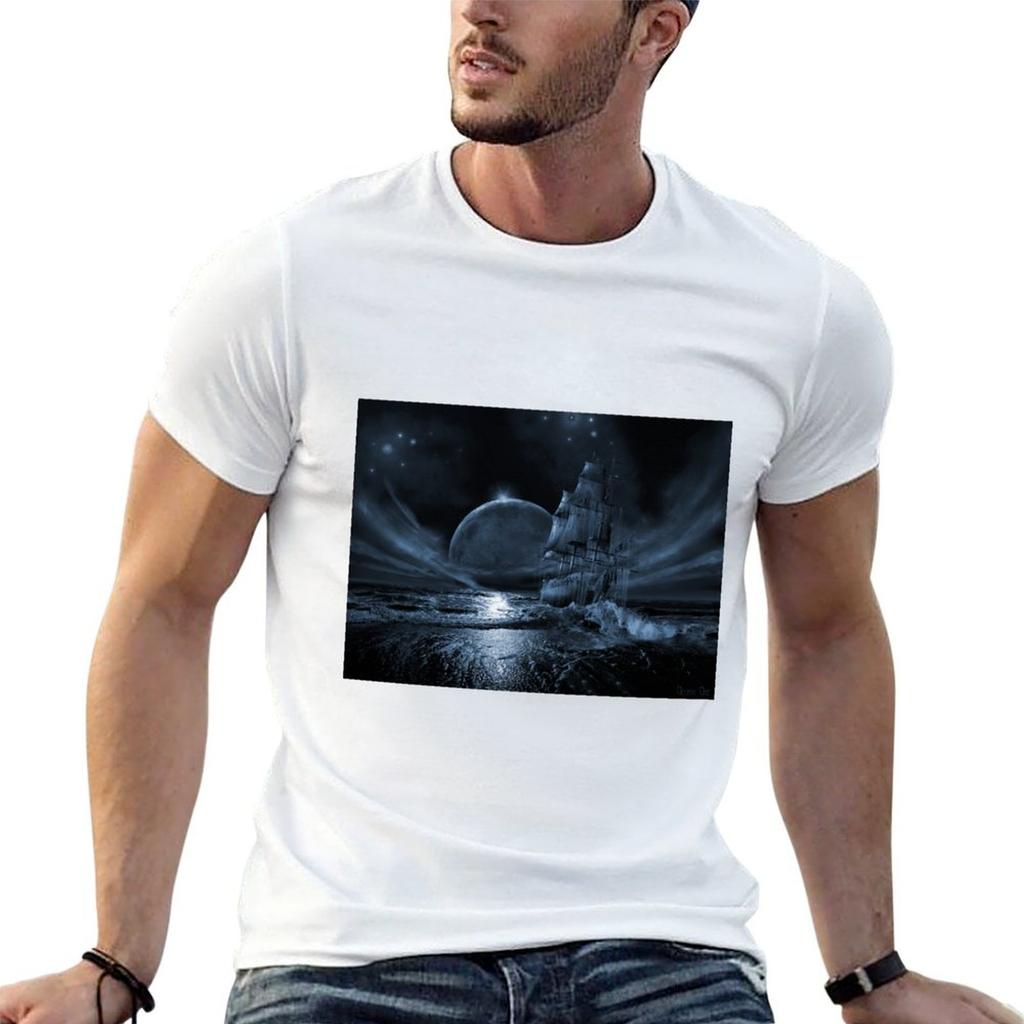 Ghost Ship Series Full Moon Rising Tshirt Creative Graphic Tee Shirt