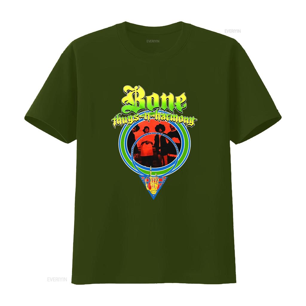 Authentic BONE THUGS N HARMONY I E S Slim Fit T Shirt Black Band Design vintage Washed Unisex Stylish Versatile homme Slightly