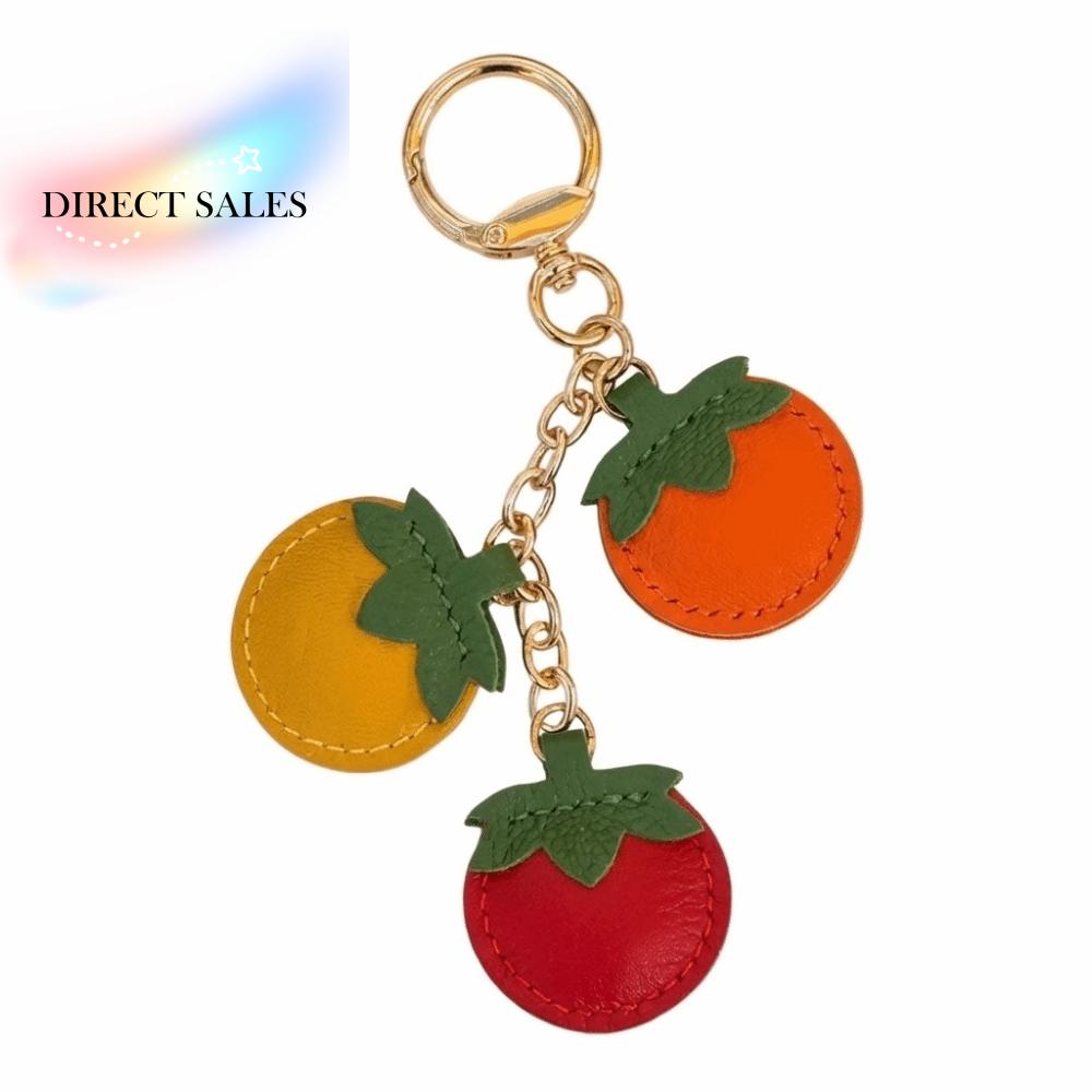 Personalized PU Leather Fruits Keychain Creative Funny Tomato Pendant Cute Hanging Orange Keyring Backpack Decor