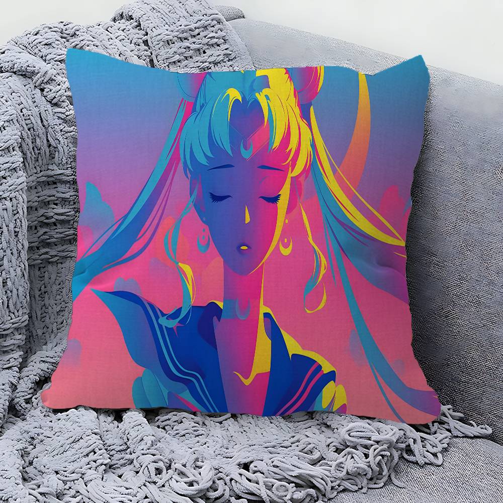 SSailor Girl MMoon Cushion Cover Polyester Sofa Cushions Decorative Throw Pillows Home Decoration Pillowcover