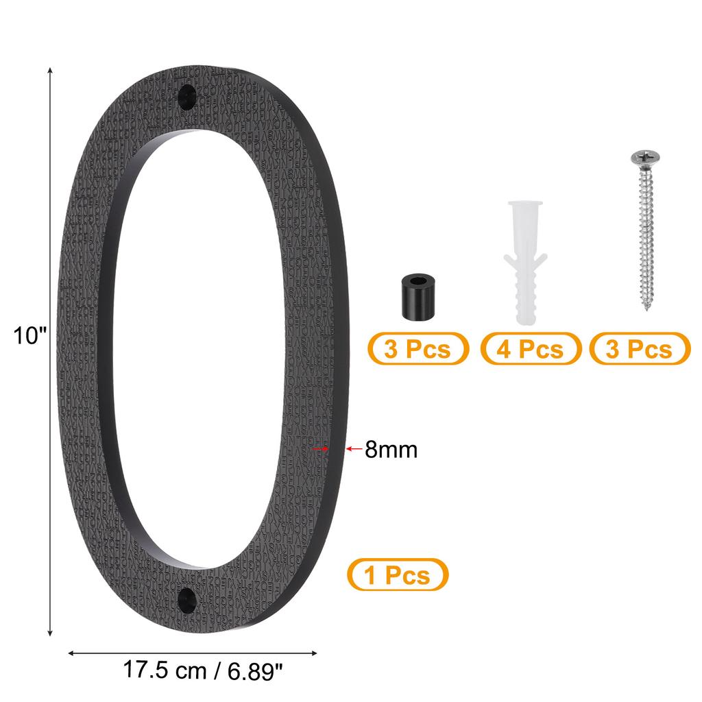 10" 0-9 Floating House Numbers Solid Aluminum Modern Address Number for Outside with Nails Kit for Home Street Office Sign Black