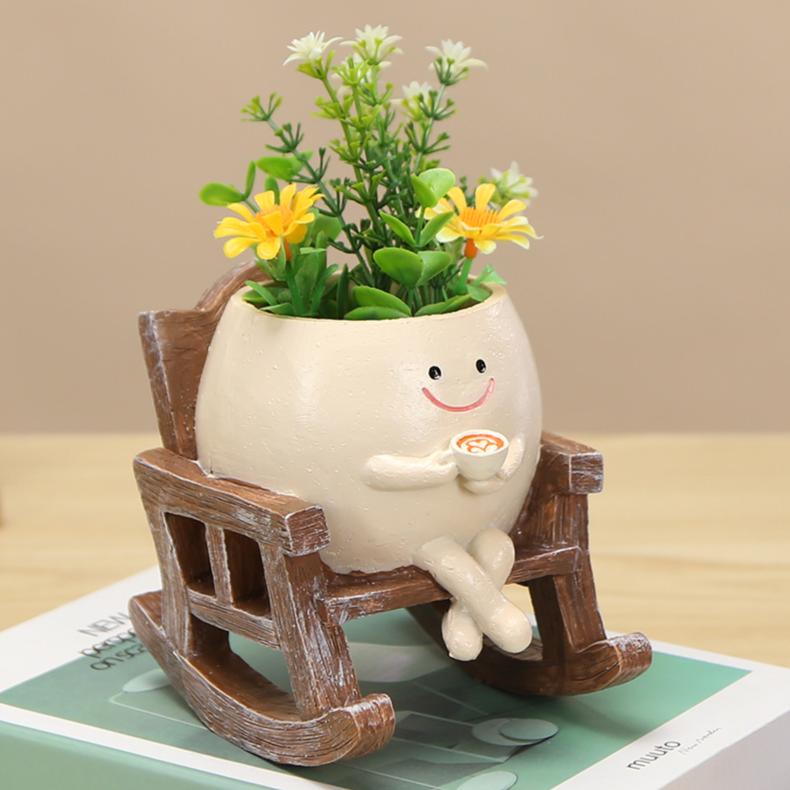 Новое кресло-качалка, милый цветочный горшок, настольный цветочный горшок, украшение, сочный цветочный горшок, забавная мультяшная качели, цветочная корзина, ваза