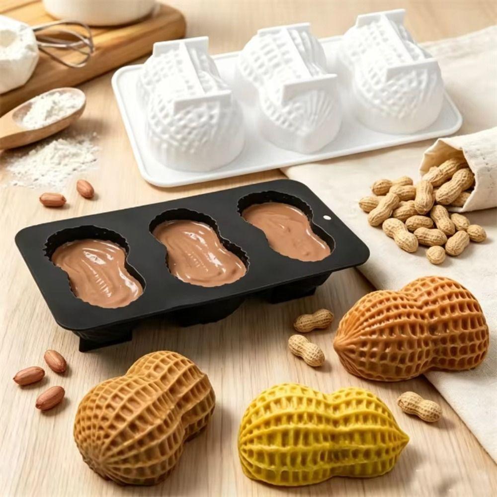 High Temperature Resistant Peanut Silicone Mold 3 Cavities Dessert Making Mold Party Dessert