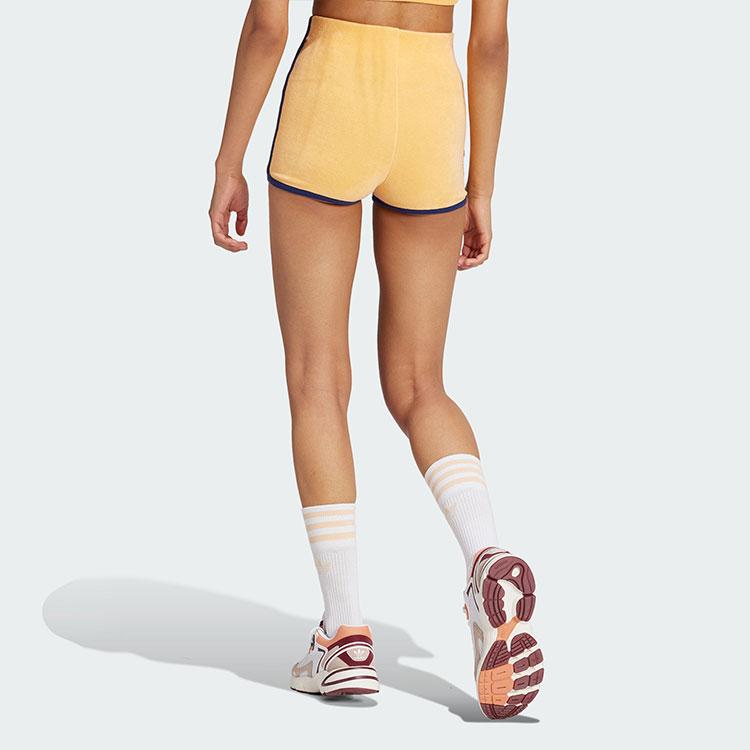 Adidas Originals Terry Shorts Striped Print Small Logo Tight Casual Shorts Women Shorts Light-Orange-Yellow JG8060