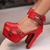 Fashion Red Platform High Heels Women's Sandals Summer Shoes Straps Black White Pumps Wedding Fetish Dance Party Shoes Large Size 50