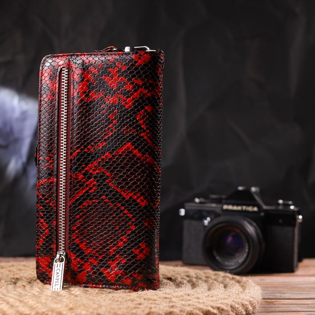 Stylish Women's Wallet Clutch Made of Genuine Leather with Snake Embossing CANPELLINI Wallet 21538 Multicolored