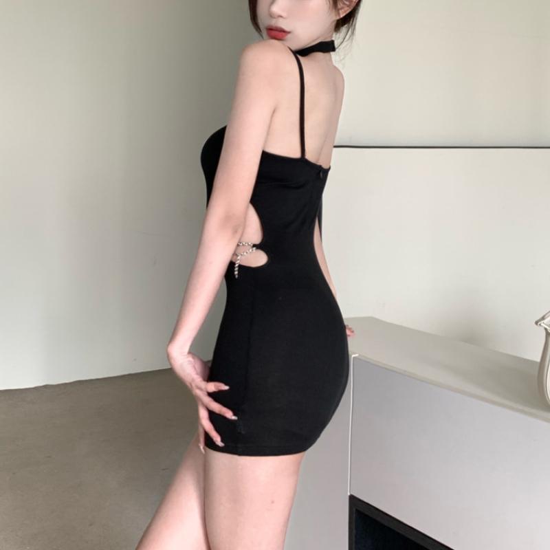 Черное ажурное платье на подтяжках, женское летнее платье Pure Desire в стиле с висячим вырезом, повседневная короткая юбка с запахом ягодиц