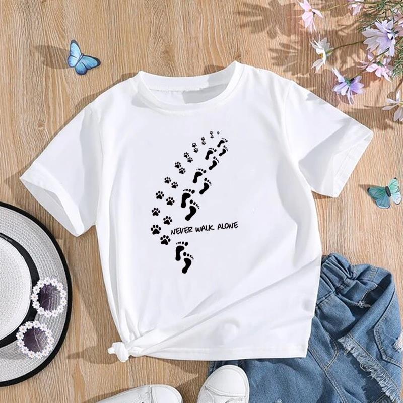 (Asian Size) T Shirt Women Dog Paw Funny Trend Lovely Style Print Tee Top Fashion Female Clothing Short Sleeve Graphic T-shirts