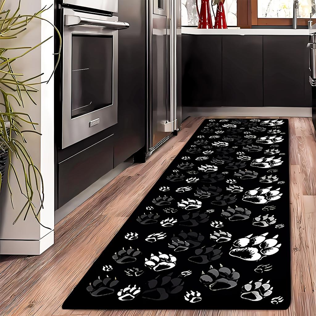 Animal Footprint Sharp Paw Print Carpet Doormat Kitchen Rug Runner Rug Black Living Room Carpet Bedroom Carpet Home Decor