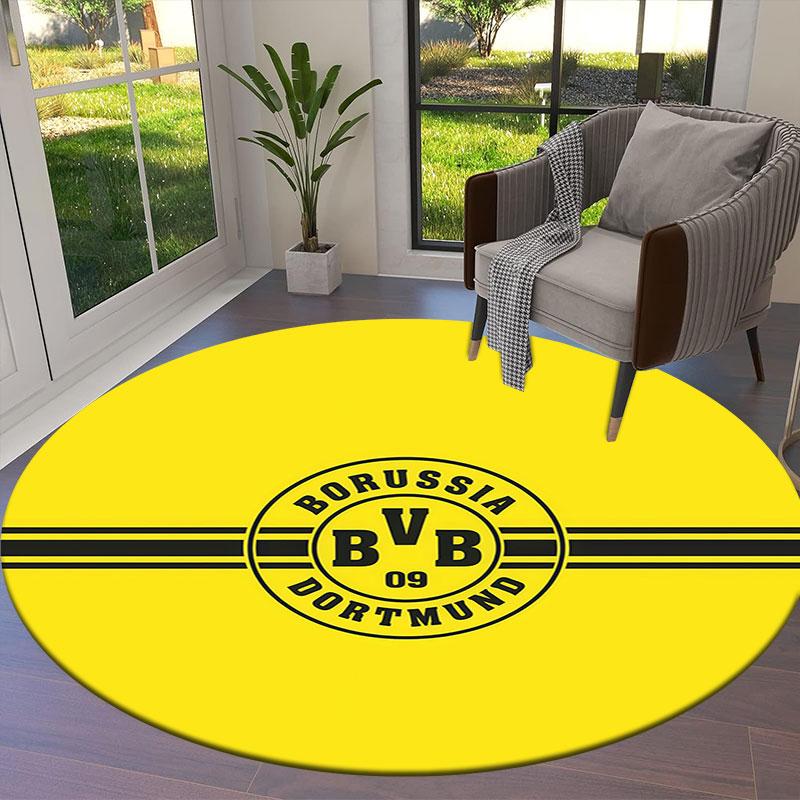 Borussia Round Area Rug,Carpet Rug for Living Room Bedroom Sofa Playroom Decor,Non-slip Floor Mat