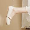 Ladies Footwear Round Toe Low Heel Elegant Pearl Beige Women's Flat Shoes Spring Vacation Summer 2026 Quick Delivery on Sale