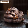 Yixing Zisha Wealth-attracting Golden Toad Tea Pet Handmade Fish Tank Landscaping Tea Figurine Play Toys Tea Statue Ornaments