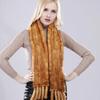 Women Hand Knitted Real Mink Fur Scarf Natural Warm Mink Fur Muffler Russia Lady Quality Tassel Genuine Mink Fur Scarves