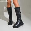 Женские высокие сапоги на платформе, кожаные туфли на каблуках, зимняя мода, высокие сапоги до колена, женские зимние сапоги 2024 года, элегантные женские ботинки Chelsea Botas
