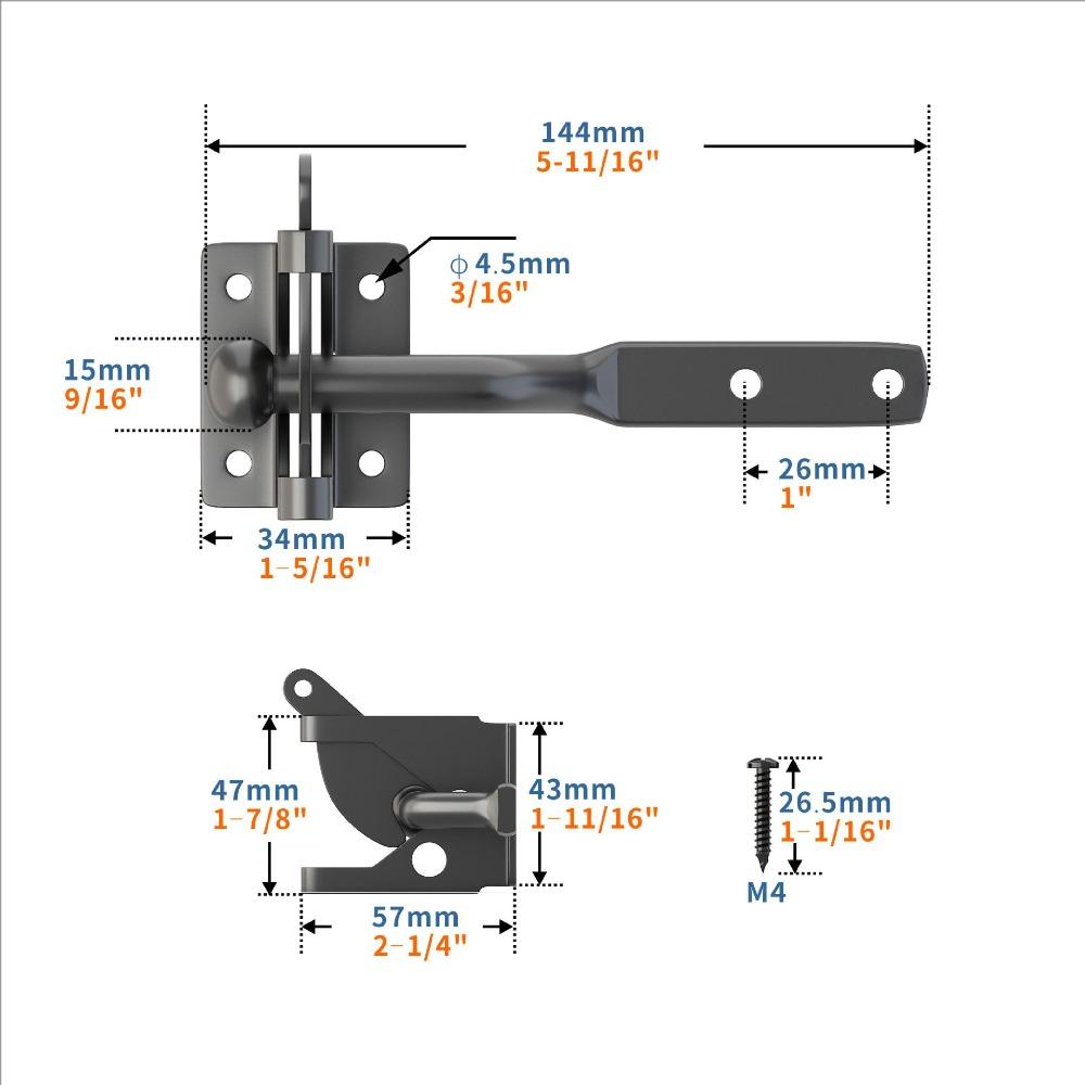Carbon Steel Fence Gate Lock Heavy Duty Auto Lock Gate Bolt Lock  Farm Fencing