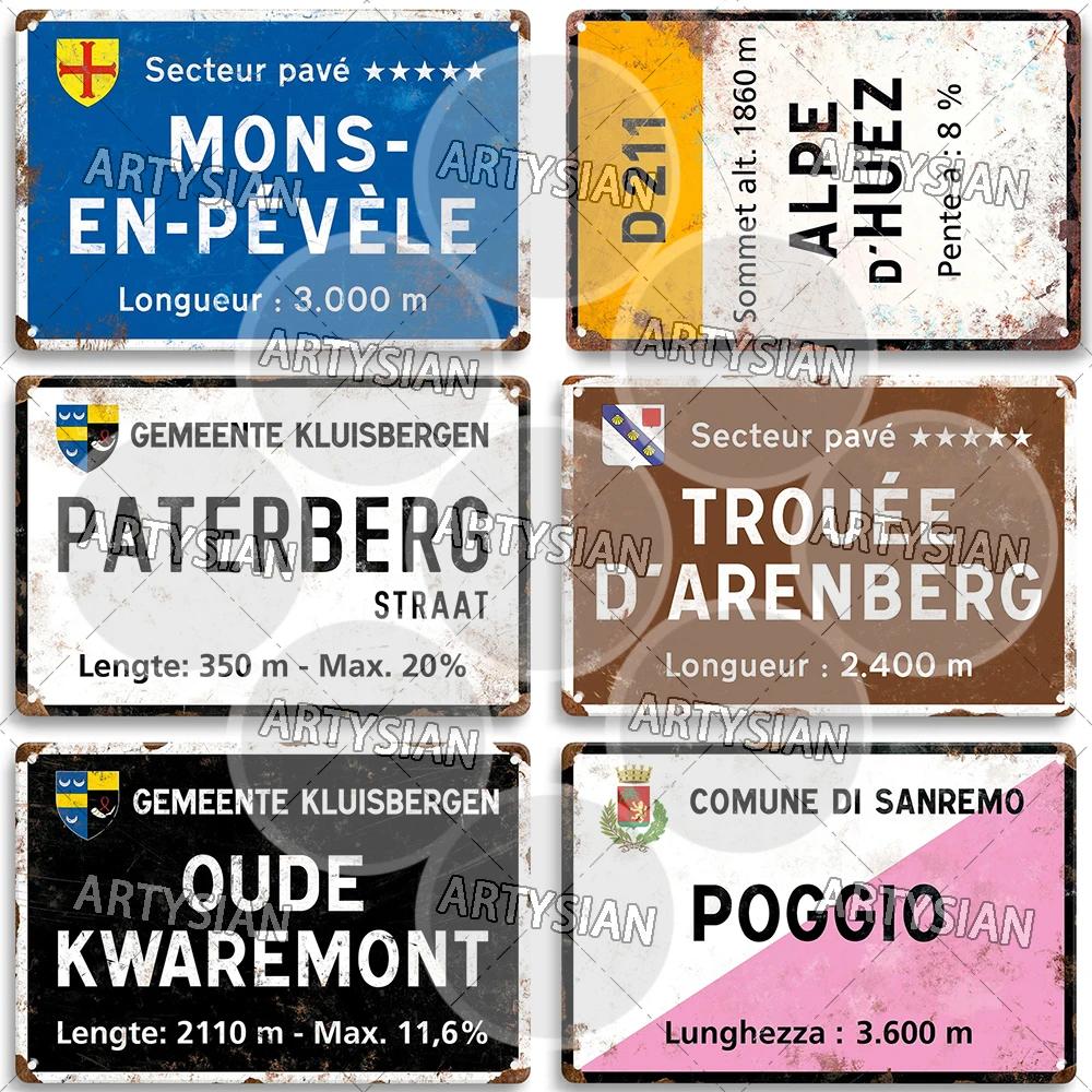 Artysian Тур де Франс Велосипедная гонка Велосипедная достопримечательность Металлическая табличка Дорожные знаки Австрия Италия Альп-д'Юэз Альто де Л'Англиру Поджо