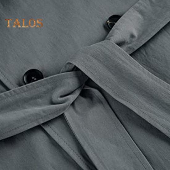 Осень-весна Женская ветровка с отложным воротником и воротником-стойкой Двубортное свободное пальто средней длины Однотонное пальто для поездок на работу Пальто для походов