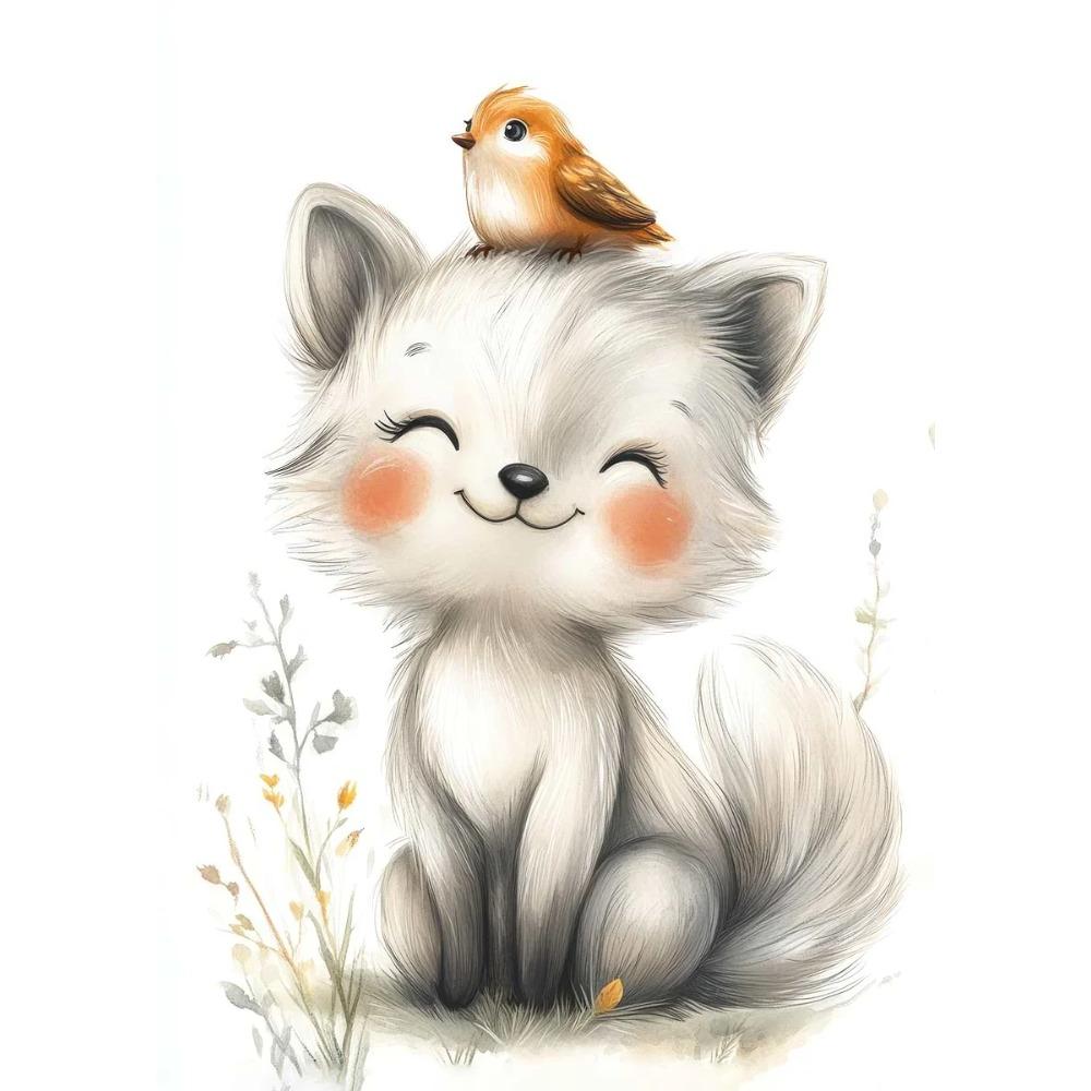 Boho Style Cartoon Animal Illustrations Posters Prints Canvas Painting Wall Art Picture Living Room Home Baby Room Nursery Decor