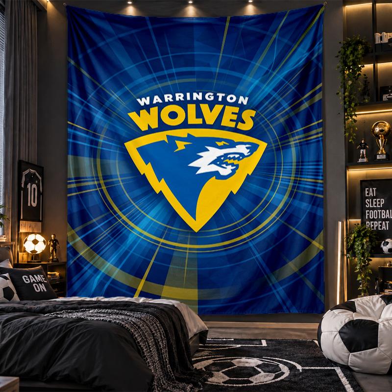 Wall Hanging Tapestry Warrington Wolves Print Cloth for Living Room Bedroom Home Decor