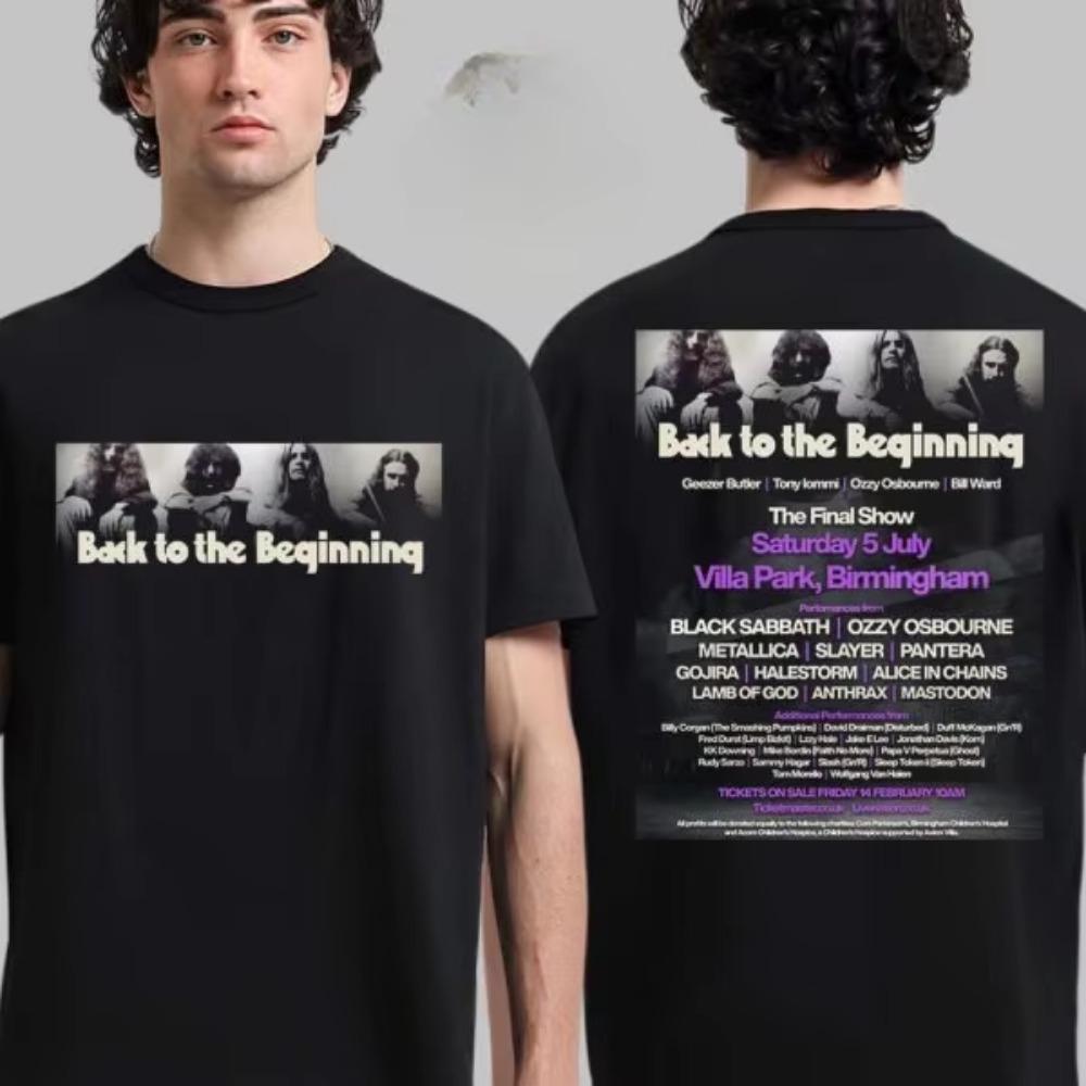 И Ozzy Osbourne Back To The Beginning Мерч Футболка для мероприятия с составом Двусторонняя футболка Инс Y2k Новый Новый стиль