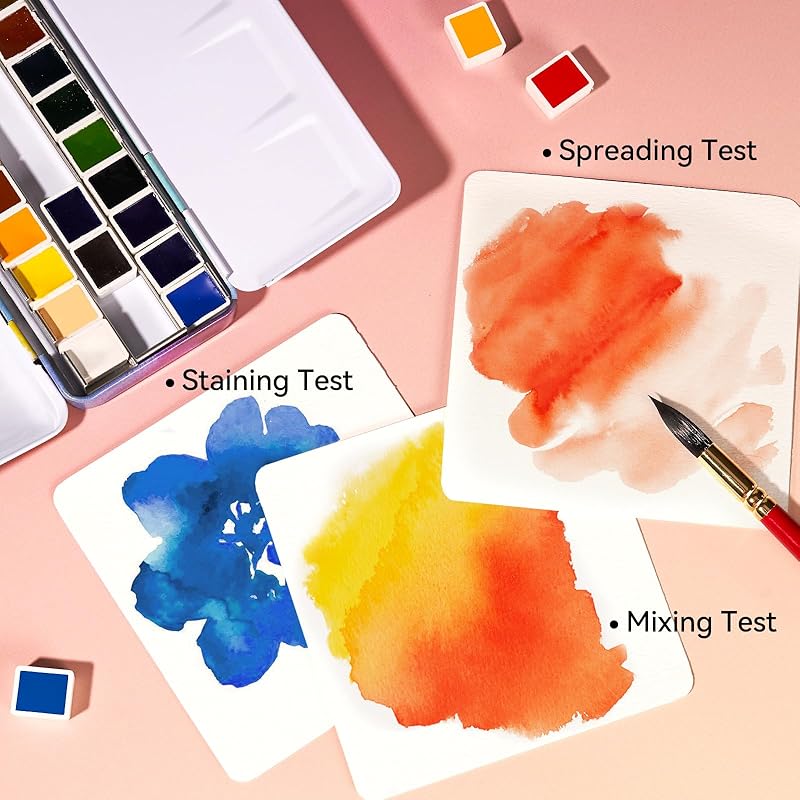 Paul Rubens Watercolor Paint Set, 24 Colors Solid Watercolor Paints, Easy to Blend and Diffuse Watercolor Palette, Compact and Portable Travel