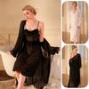 Sexy Nightdress Long-sleeved Pajamas Women's Mesh Dress Sexy Lace Cuff Splicing Loungewear