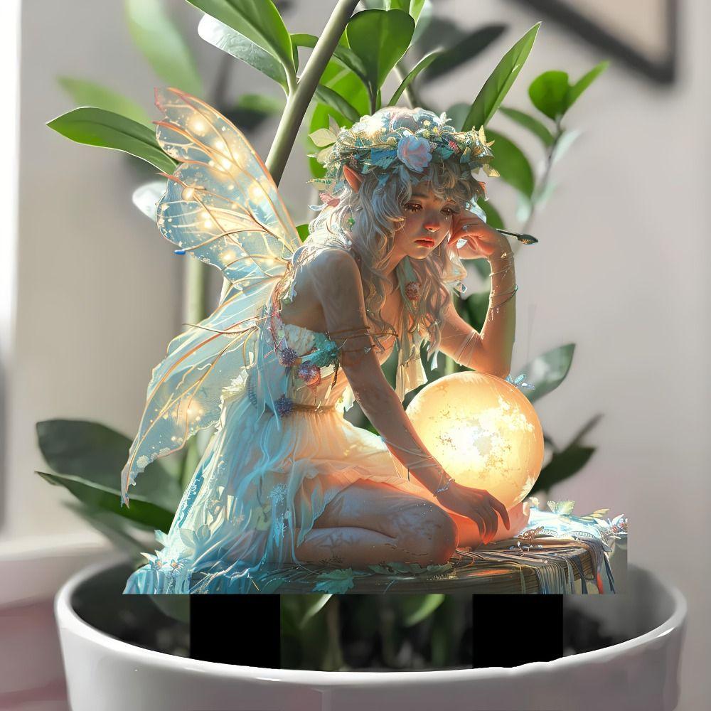 Catching Light Ball Design Fairy Mini Figurine Acrylic Garden Stake  Courtyard
