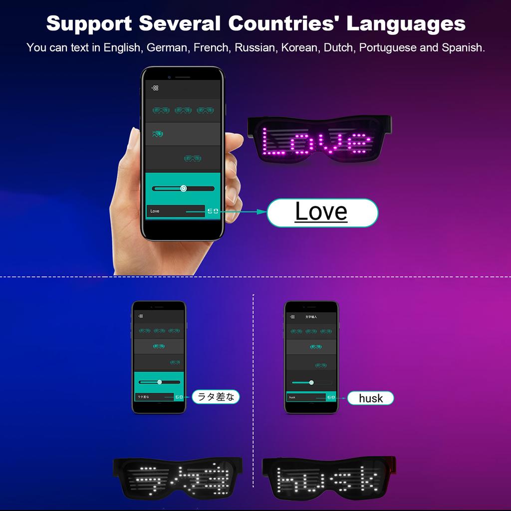 USB-заряжаемые светодиодные очки BT-очки с управлением через приложение умные очки модные светящиеся