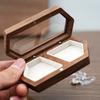 Square Mini Wood Rings Box Luxury Jewelry Organizer Simple Rings Bearer Box  Couple