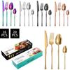 Stainless Steel Ins French Style Small Waist Light Luxury Retro Style Spork for Western-Style Food 16-Piece Set