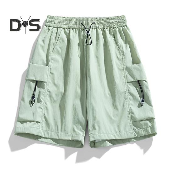 Мужские шорты, регулируемые, с эластичной резинкой на талии, спортивные шорты с несколькими карманами, однотонные, свободного кроя, повседневные шорты