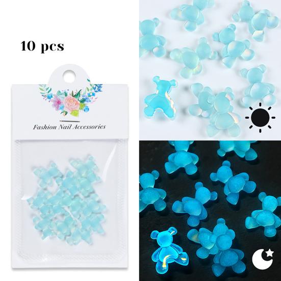 10 шт. Украшения для ногтей, яркие цвета, креативная форма, потрясающий визуальный эффект, невыцветающие светящиеся 3D-медведи, украшения для маникюра