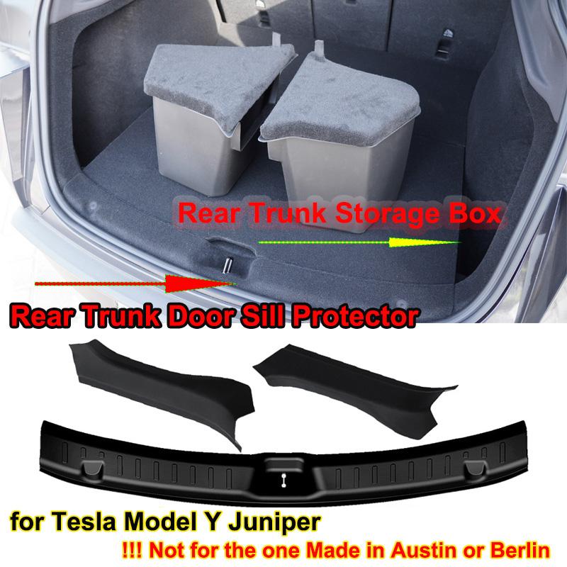 for Tesla Model Y Juniper Launch 2025 Rear Trunk Side Storage Box Door Sill Guard Protector Strip Cover Sundry Organizer Parts