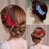 Romantic Wedding Hair Jewelry Bridesmaid Tiara Hair Combs Bridal Clips Red Flower Hair Pin
