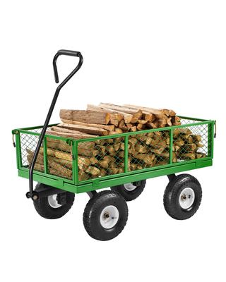 900 Lbs Steel Garden Cart On Wheels, Heavy Duty Pullable Garden Wagon Yard Cart