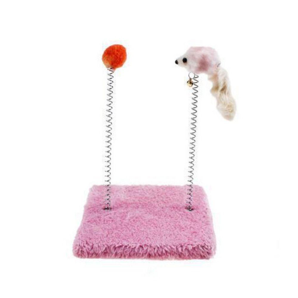 Когтеточка для кота с колокольчиком и мышкой. Плюшевая мышь-кошка, лазающая по дереву. Самопривет.