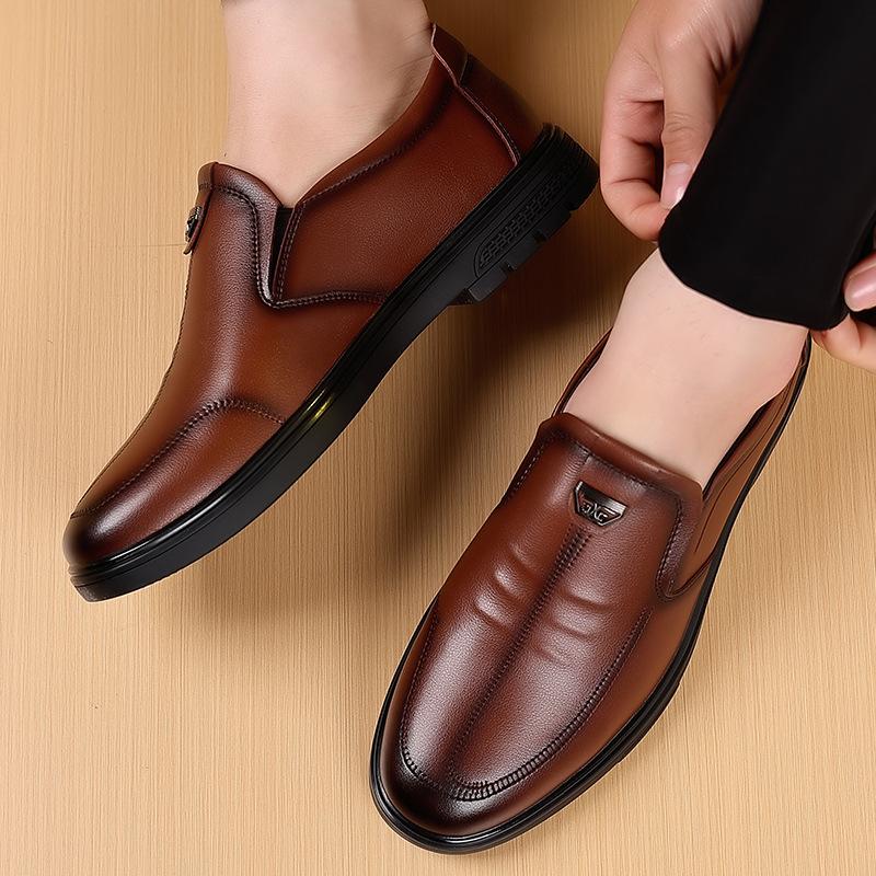 Spring New Casual Breathable Business Men's Leather Shoes Soft Sole Non-slip Middle-aged and Elderly Dad Shoes Versatile Men's Shoes