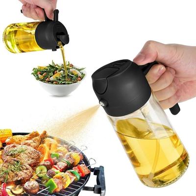 Бутылка-диспенсер для кухни 2 в 1 Диспенсер для оливкового масла и распылитель масла - Бутылка для оливкового масла 470 мл - Распылитель масла Кулинария Кухня Салат, барбекю Черный