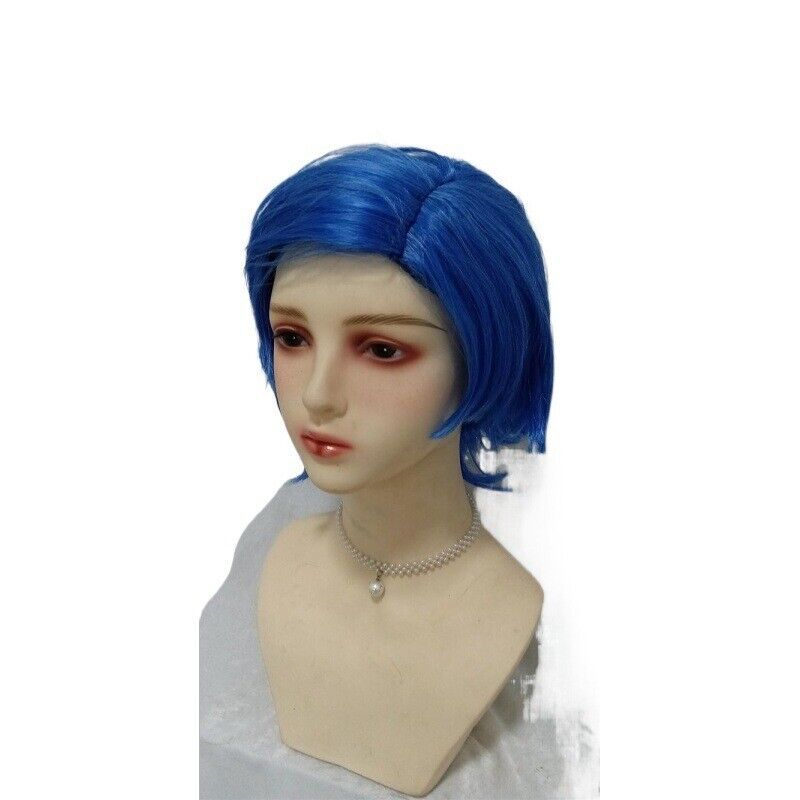 Inside Out 2 Cosplay Wig Blue Short Curly Sadness Disgust Joy Wig Party Headgear Synthetic Wigs