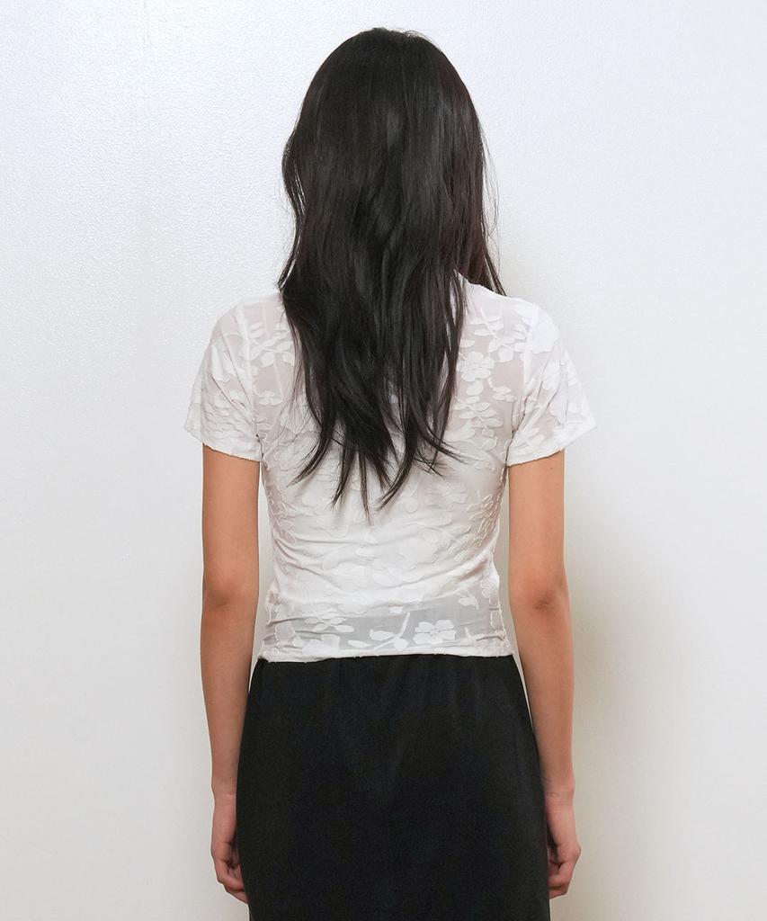 GENERALIDEA Floral Sheer Short Sleeve T-Shirt [White] / Gf2Lts508