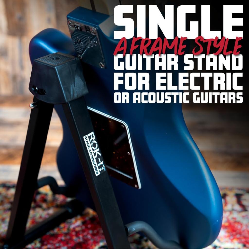 GATOR Frameworks Folding Guitar Compatible ROK-IT RI-GTRAU A-Type Stand, 3-Width