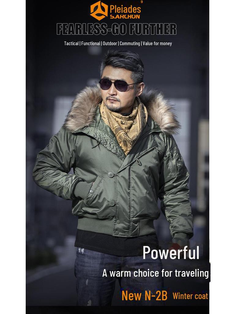 Мужская зимняя тактическая куртка с капюшоном Angken N2B - теплое, толстое, хлопковое пальто с защитой от холода