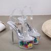 Босоножки на очень высоком каблуке-шпильке, женские прозрачные туфли с кристаллами, серия 181 для ночного клуба, каблук 17 см, платформа 10 см LFD