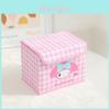 Hello Kitty Kuromi Cinnamoroll Melody Узор в клетку Складной откидной ящик для хранения для офиса и спальни