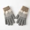 Knitted Gloves for Men and Women with Thick Velvet and Anti Cold Touch Screen Gloves Finger Jacquard Warm Outdoor Cycling Gloves