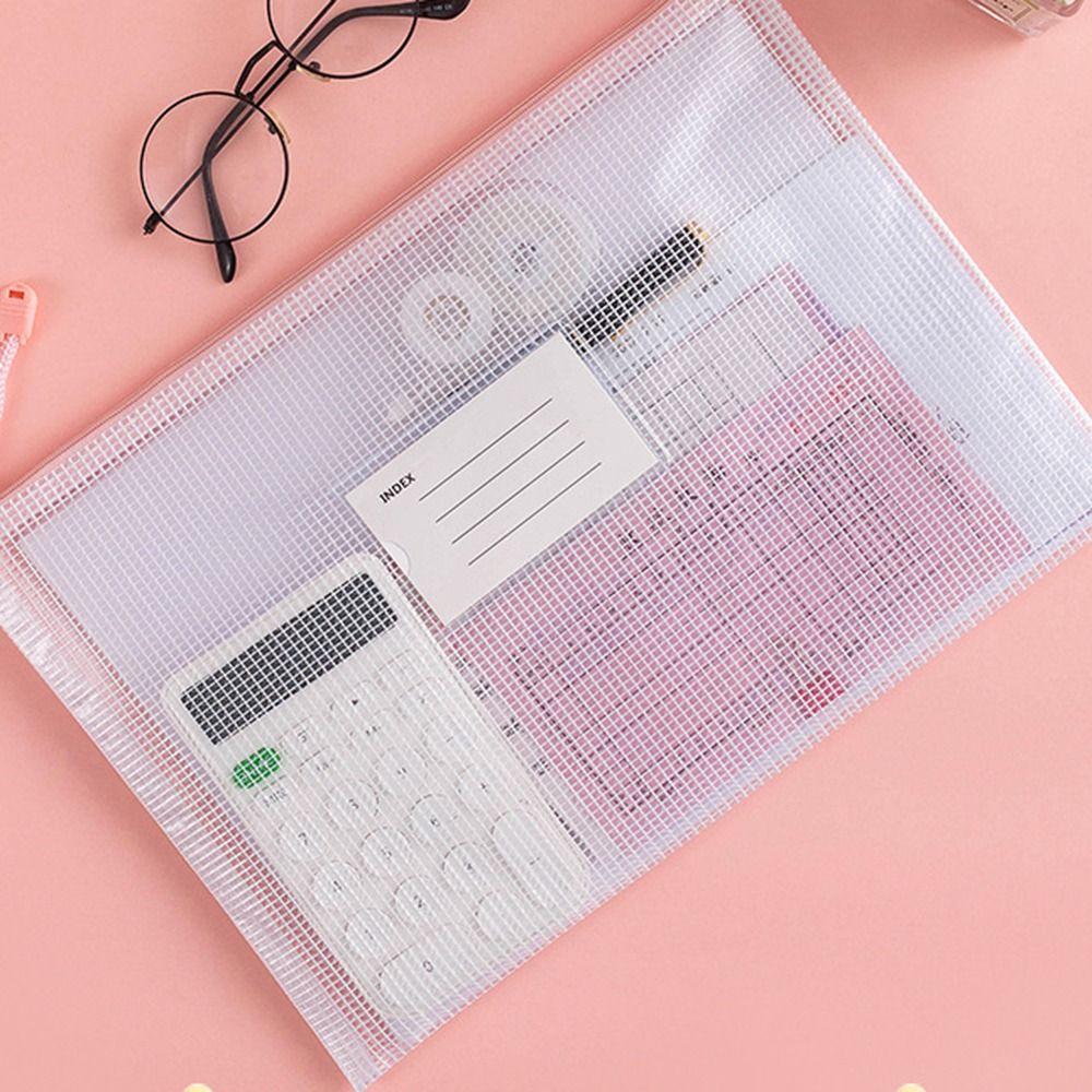 Thickened A4 Mesh File Bag PVC Information Bag Portable Document Storage Bag Student