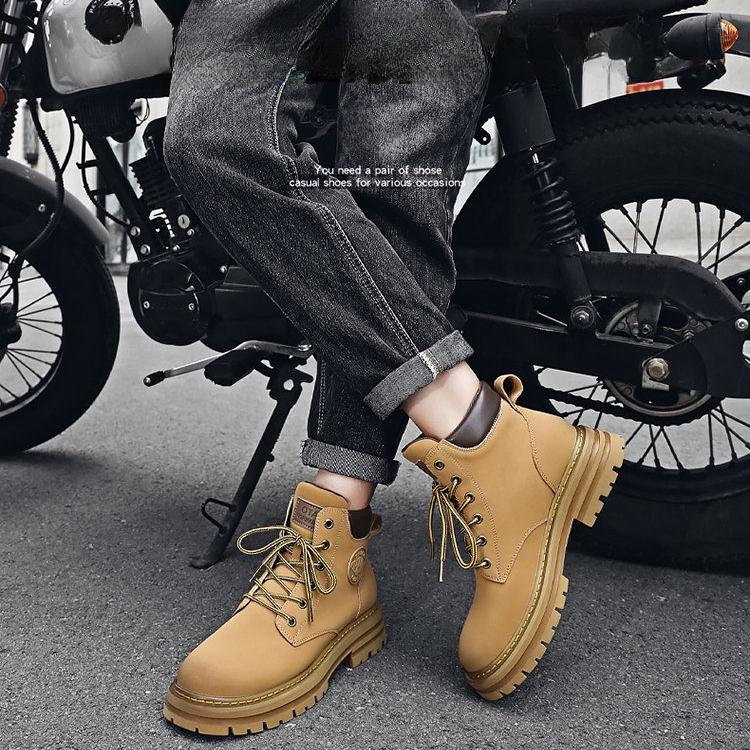 Yellow Boots Men's Autumn/Winter High Help Work Suit Boots Men's English Style Men's Shoes