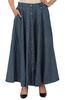 Bimba Skirt With Front Buttons and Pockets Smocked Elastic Waist Skirts