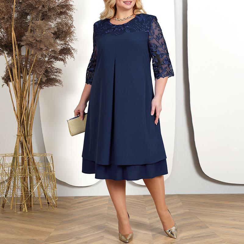 Женское платье Лето с коротким рукавом и вышивкой Женские длинные платья Повседневные платья с круглым вырезом большого размера