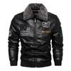 Кожаная куртка плюшевая утолщенная мужская ПУ лацкан европейская и американская мотоциклетная кожаная куртка